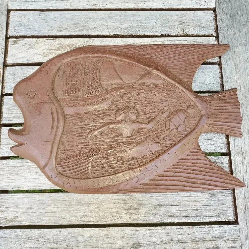 Vintage Handcarved Hawaiian Wooden Plaque
